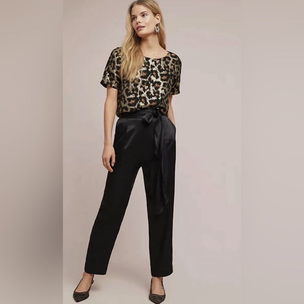 Anthropologie Black Straight Leg Jumpsuit with Tailored Fit